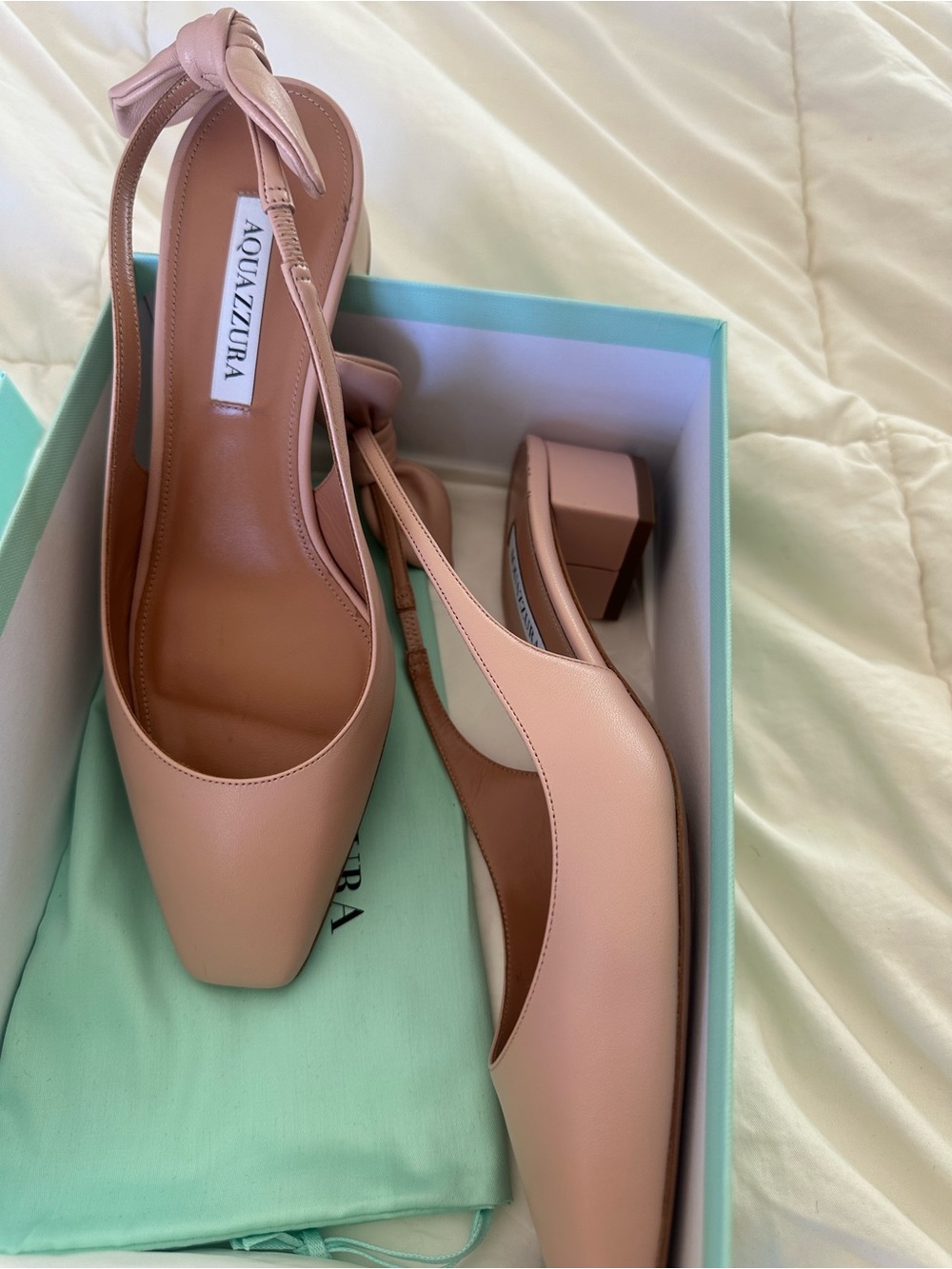 Aquazzura Petal Slingback Block Heel Pumps size 39